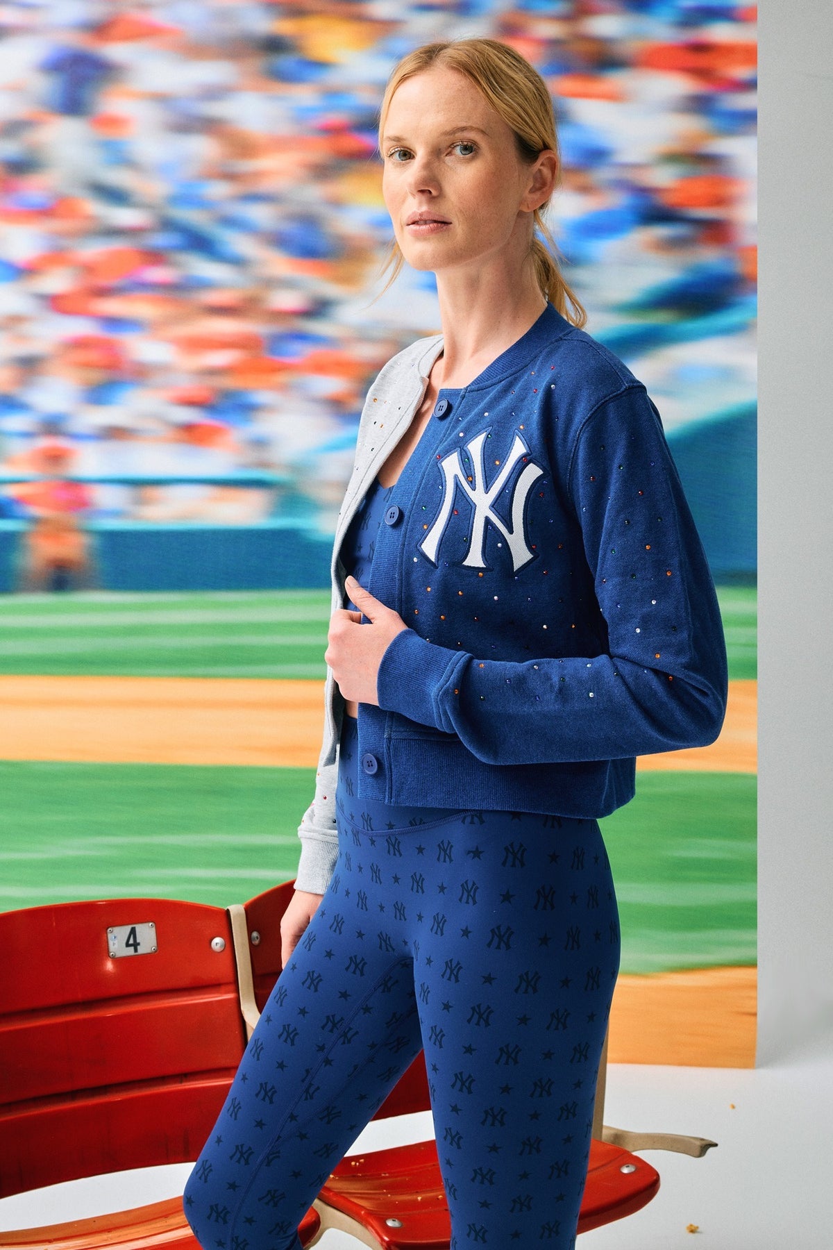 Colorblock Gem Yankees Colorblock Gems Crop Chili Cardigan – Terez.com