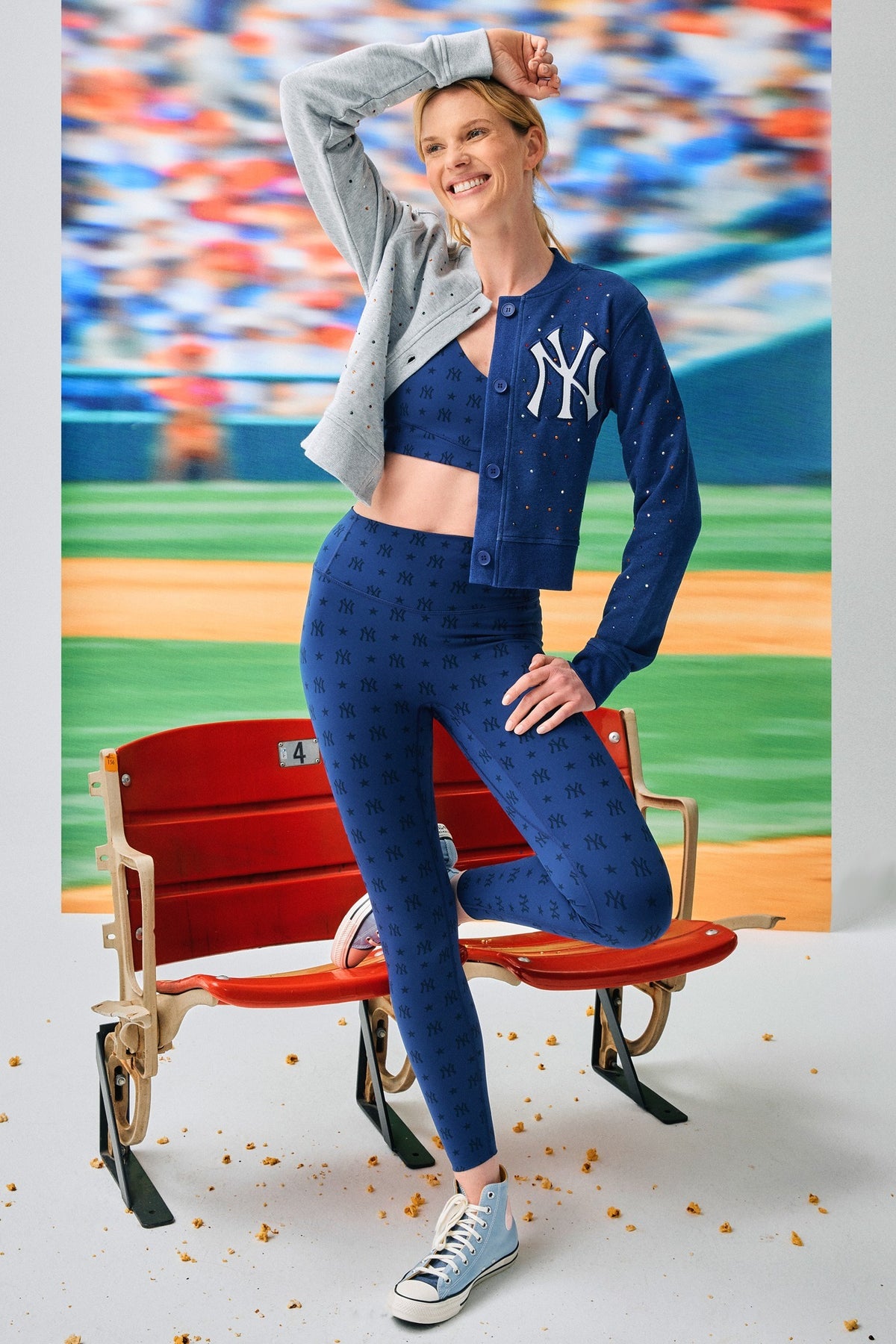 Colorblock Gem Yankees Colorblock Gems Crop Chili Cardigan – Terez.com