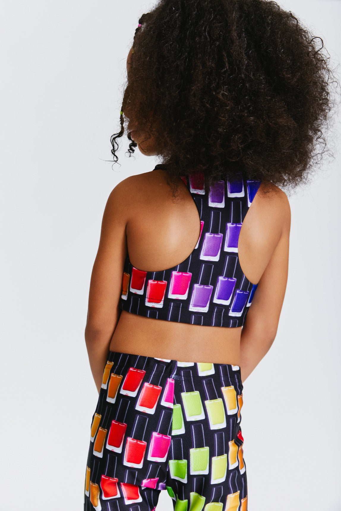 Kids Sports Bra in Black Rainbow Nail Polish – Terez.com