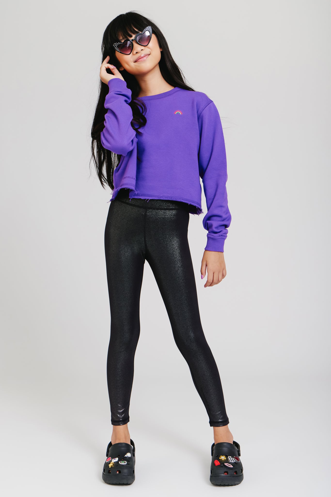 Lilax Girls' Basic Solid Full Length Leggings 2T Black 