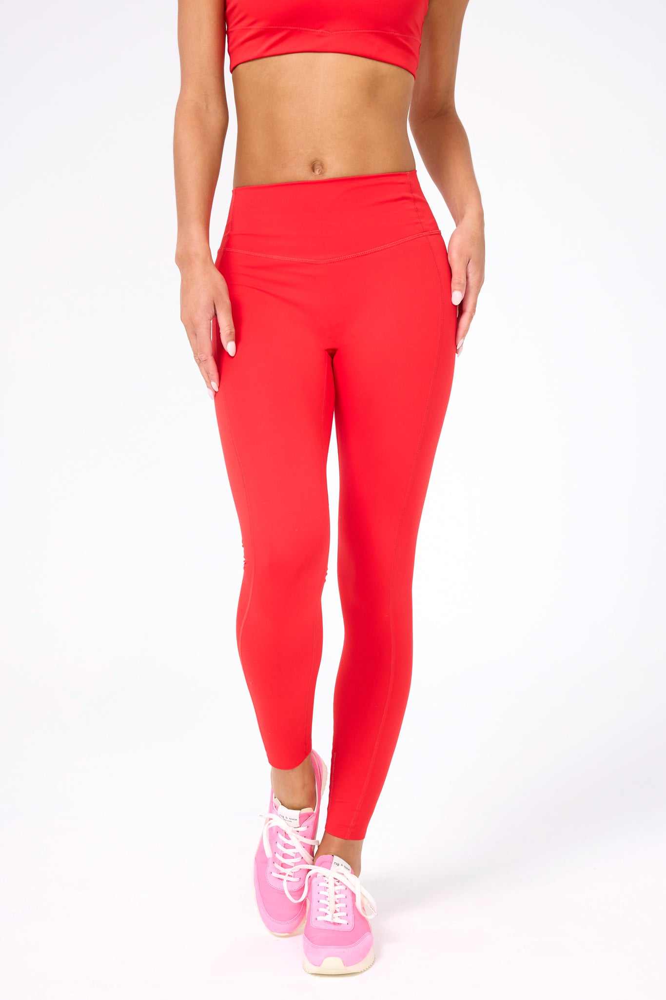 Action Heart-Seamed Legging in Hot Red