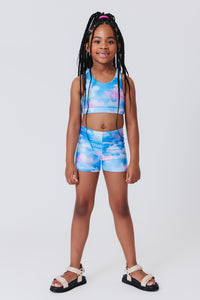 Girls Hi-Shine Booty Shorts in Cotton Candy Clouds