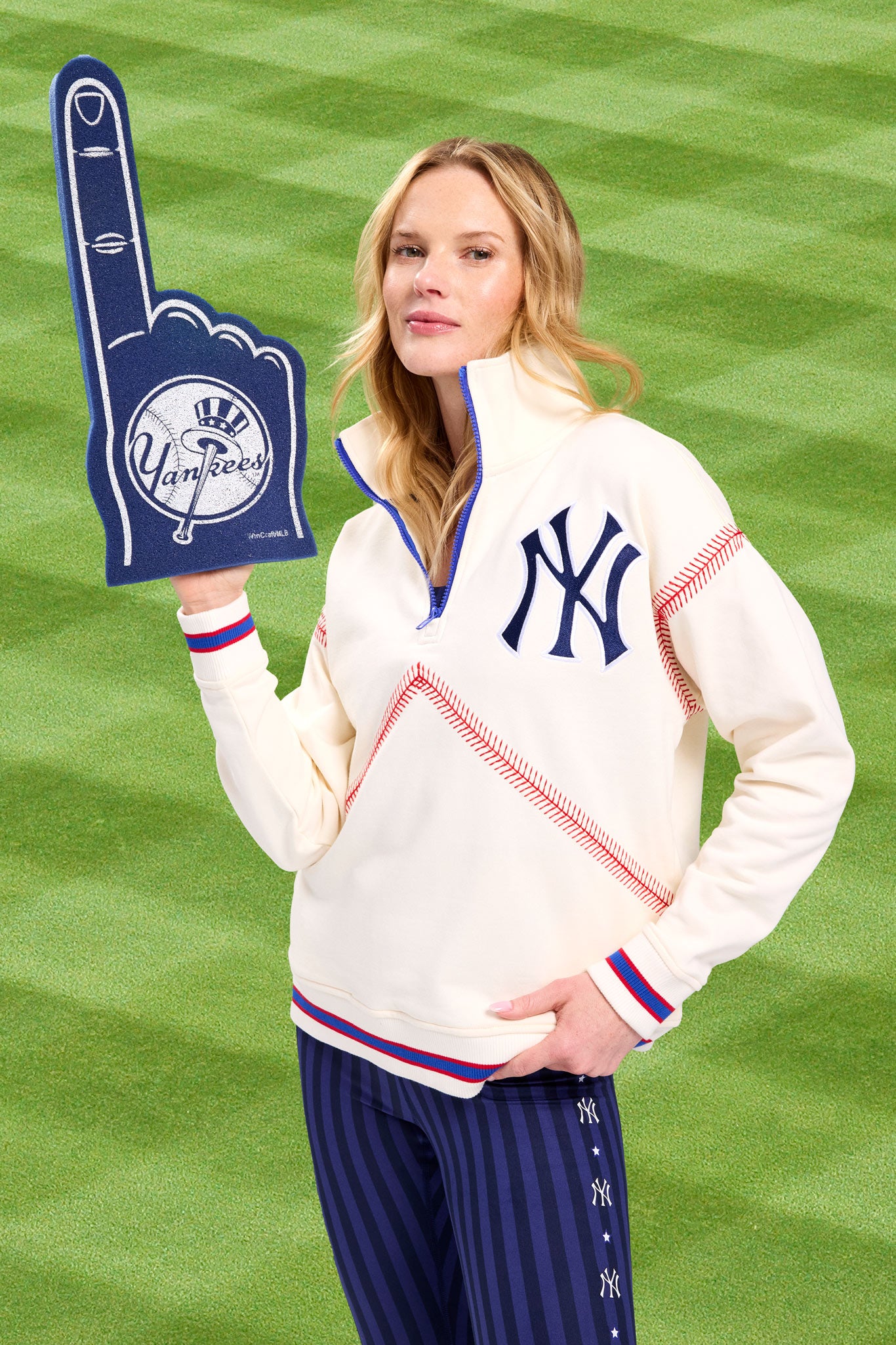 Yankees Quarter Zip with Baseball Stitch – Terez.com