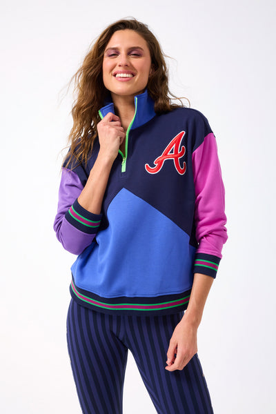 Atlanta Braves Colorblock Quarter Zip Sweatshirt in Fashion Colors