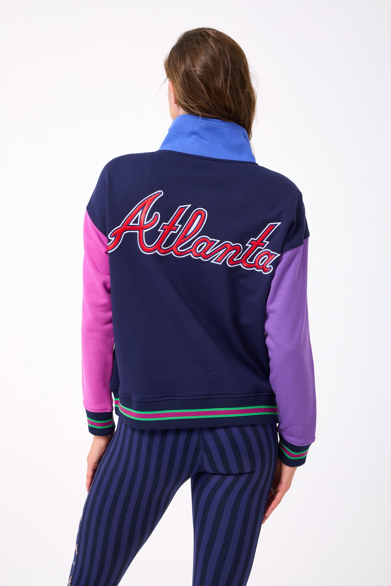 Atlanta Braves Colorblock Quarter Zip Sweatshirt in Fashion Colors