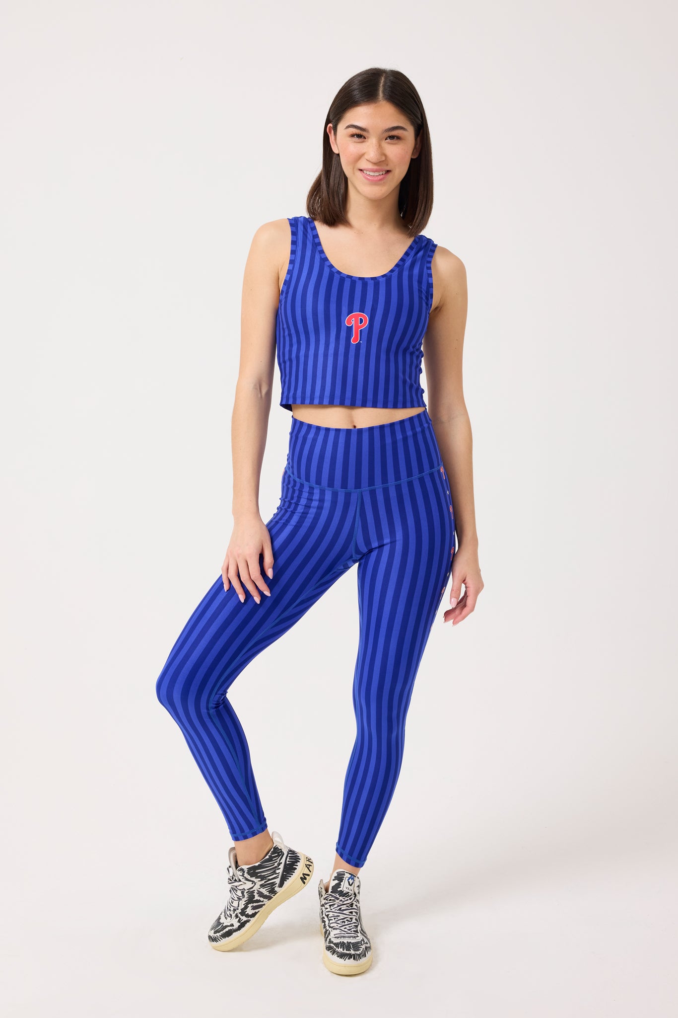 Phillies TLC Crop Top in Electric Blue Chalk Stripe – Terez.com