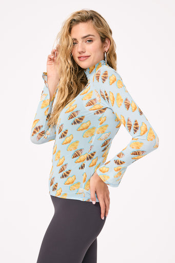 Mesh Mockneck in Croissants