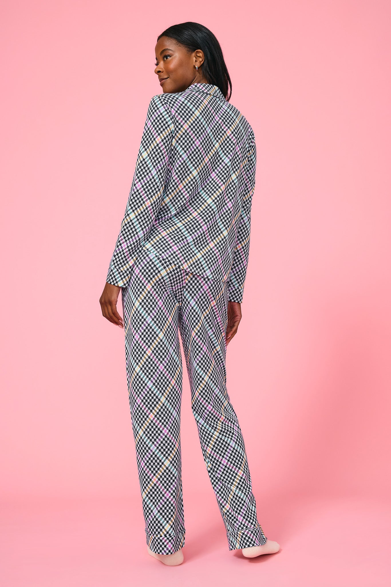 Pajama Set in Rainbow Stripe Houndstooth – Terez.com