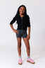 Girls Rib Hoodie in Black