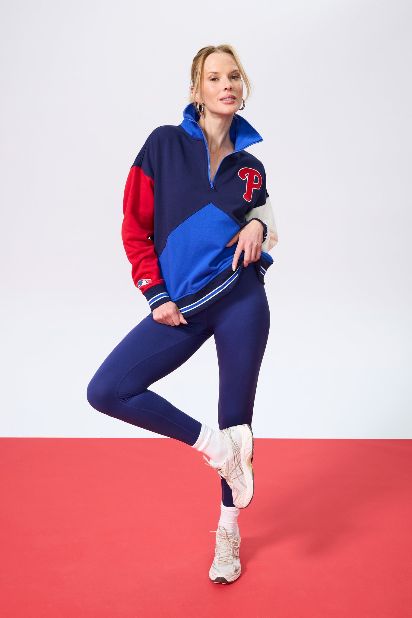 Philadelphia Phillies Colorblock Quarter Zip Sweatshirt in Team