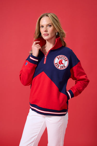 Boston Red Sox Colorblock Quarter Zip Sweatshirt in Team Colors