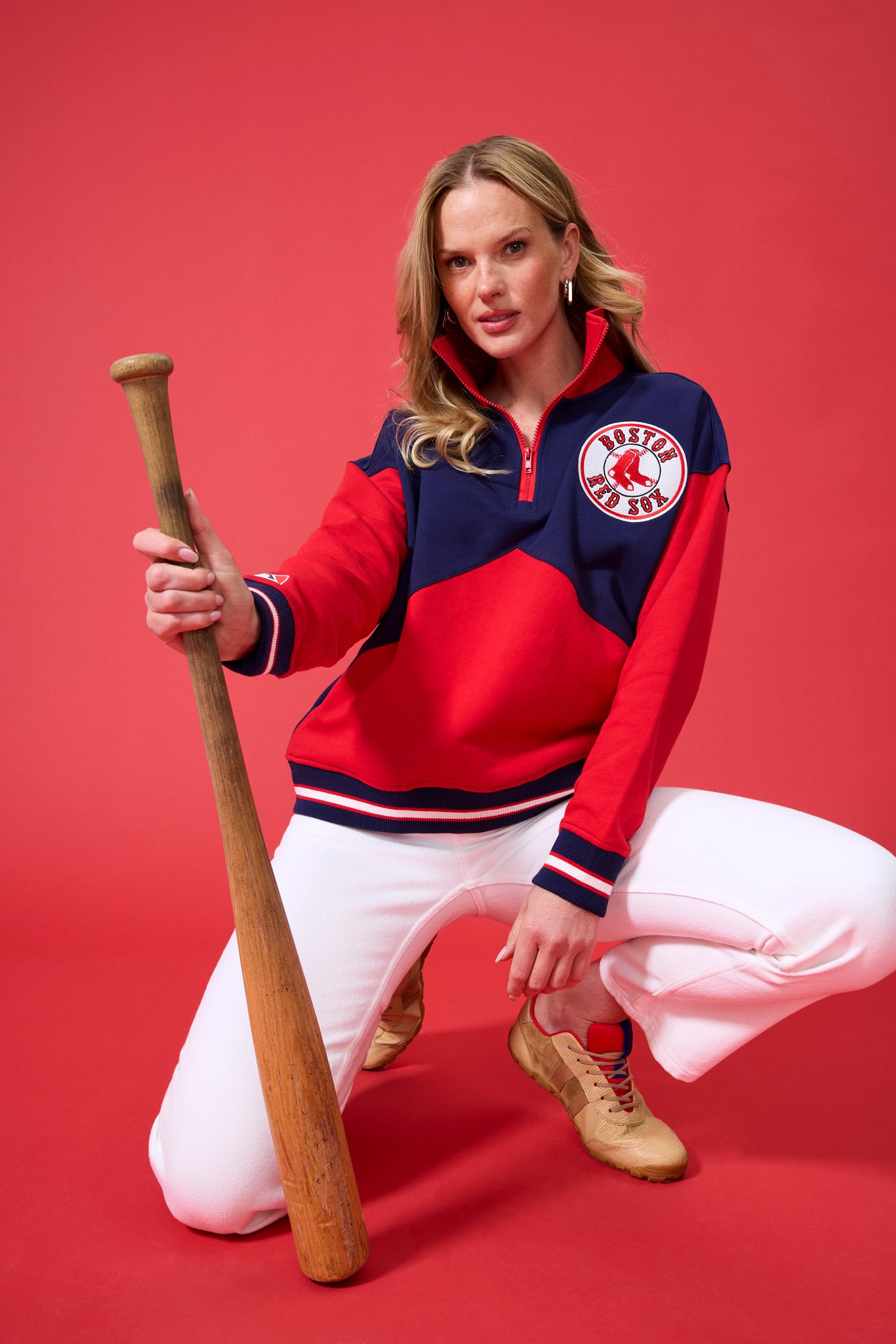 Red Sox Colorblock Quarter Zip Sweatshirt in Team Colors – Terez.com