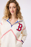 Boston Red Sox Quarter Zip with Baseball Stitch