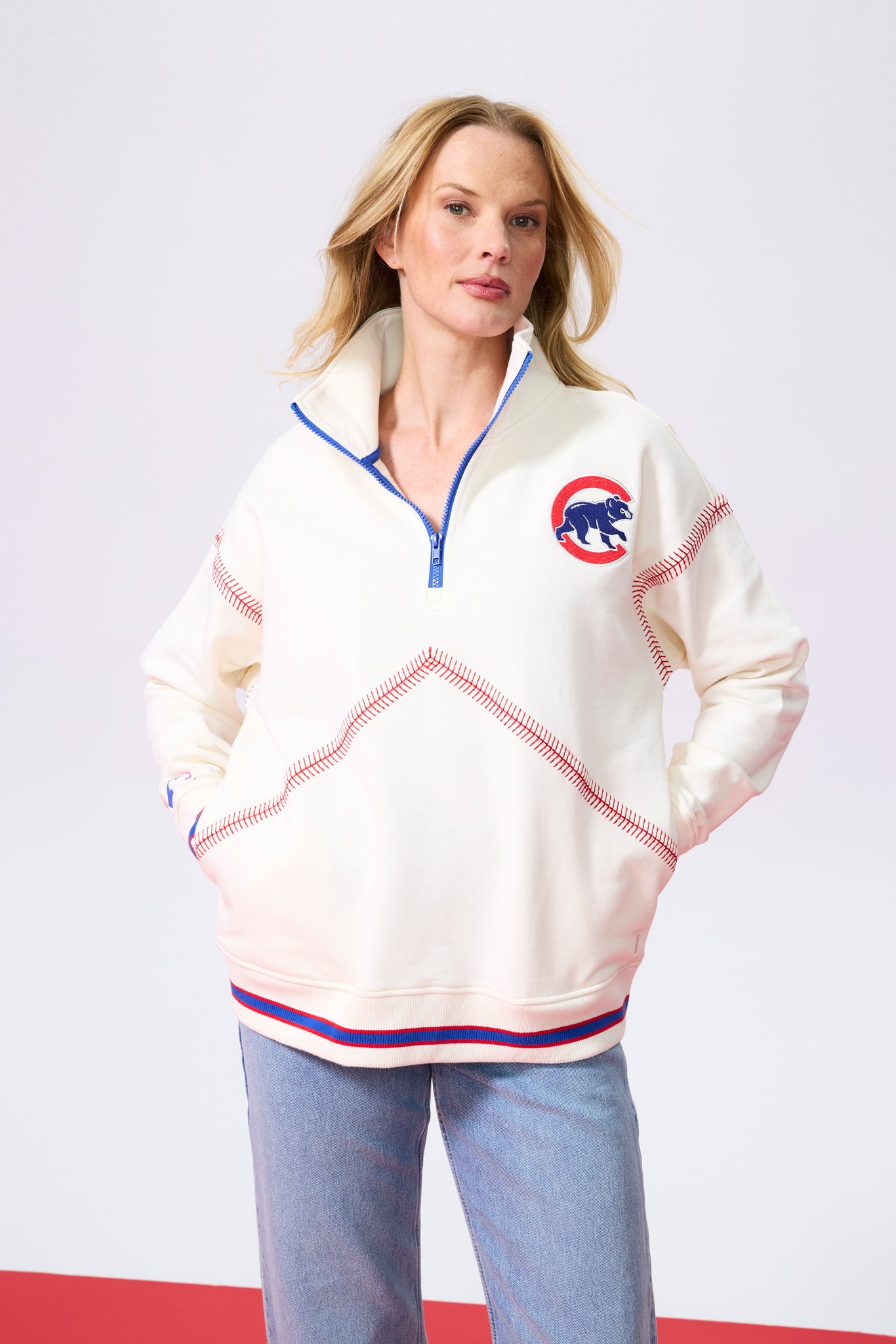 MLB■Small Logo Half Zip-up Short Sleeve★送料込 _linked 2984 (MLB Baseball Stitch Classic Cotton 1/4 Zip