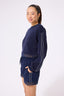 Lace Trim Crew in Navy