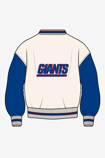 NY Giants Bomber Jacket in Sugar Swizzle and Blue