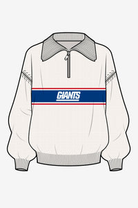 NY Giants Logo Stripe Quarter Zip Sweater in Sugar Swizzle