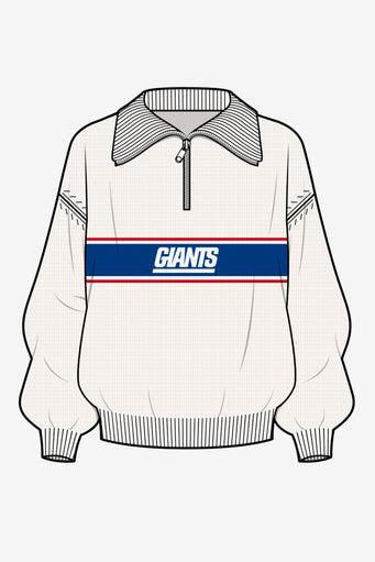 NY Giants Logo Stripe Quarter Zip Sweater in Sugar Swizzle