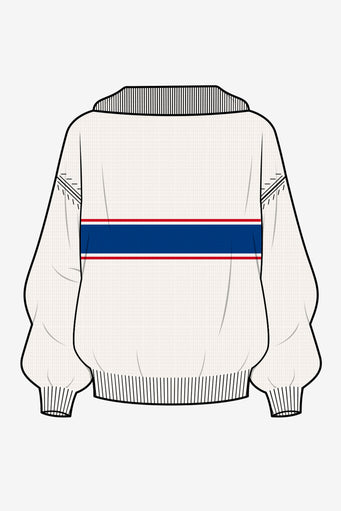 NY Giants Logo Stripe Quarter Zip Sweater in Sugar Swizzle