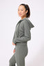 Rib Crop Hoodie in Moss