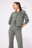 Rib Crop Hoodie in Moss