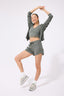 Rib Crop Hoodie in Moss
