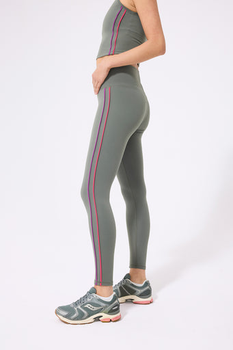 TLC Piping Stripe Legging in Moss