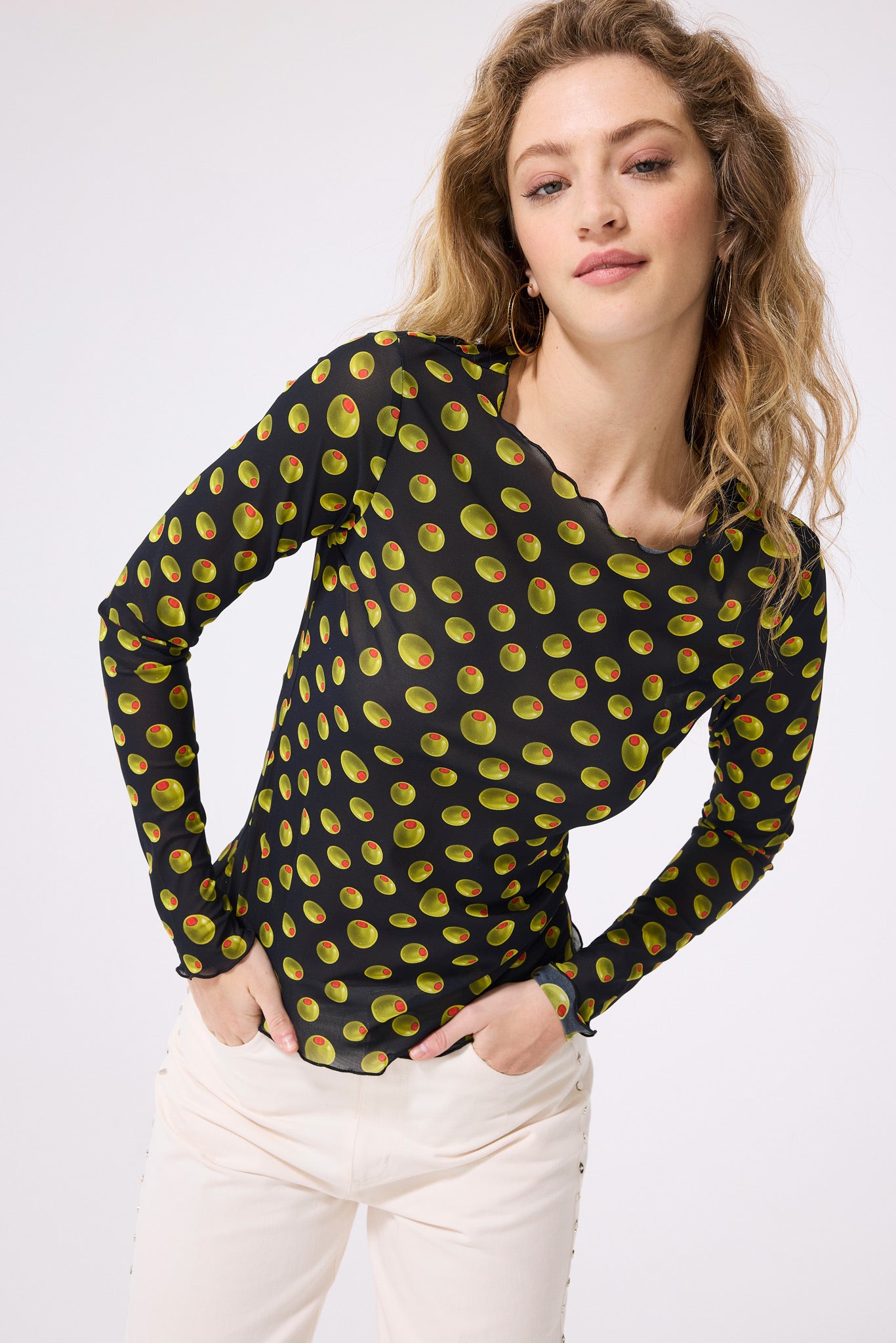 Mesh Long Sleeve in Olives – Terez.com