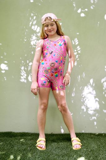 Girls Leotard in Pink Candy Spill