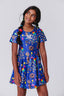 Yankees Girls Short Sleeve Skater Dress in Blue Candy Spill