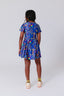 Yankees Girls Short Sleeve Skater Dress in Blue Candy Spill