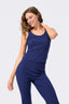 Rib Skinny Strap Tank in Navy