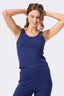 Rib Skinny Strap Tank in Navy