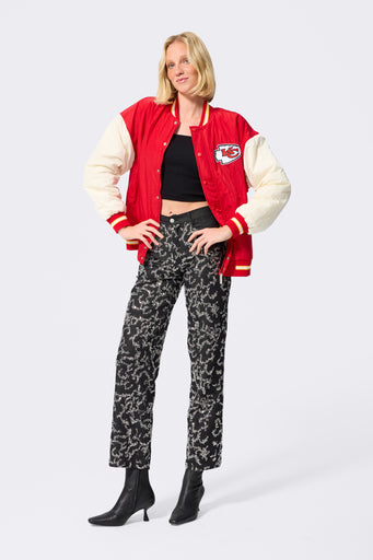 Kansas City Chiefs Bomber Jacket in Red and Sugar Swizzle