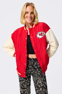 Chiefs Bomber Jacket in Red and Sugar Swizzle