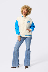 Lions Bomber Jacket in Sugar Swizzle and Blue