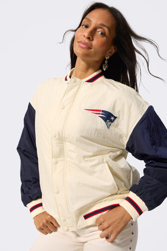 Patriots Bomber Jacket in Sugar Swizzle and Navy