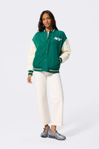 New York Jets Bomber Jacket in Green and Sugar Swizzle