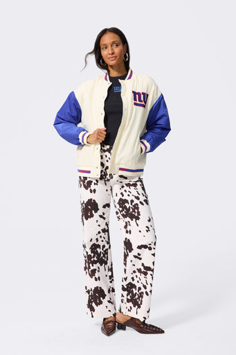 New York Giants Bomber Jacket in Sugar Swizzle and Blue
