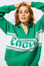 Philadelphia Eagles Logo Stripe Quarter Zip Sweater in Vintage Kelly Green