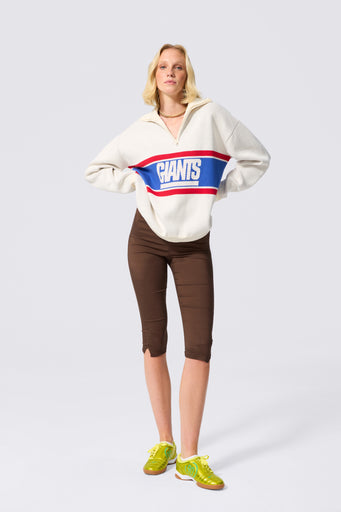 New York Giants Logo Stripe Quarter Zip Sweater in Sugar Swizzle