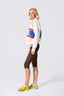 New York Giants Logo Stripe Quarter Zip Sweater in Sugar Swizzle