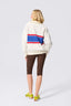 New York Giants Logo Stripe Quarter Zip Sweater in Sugar Swizzle