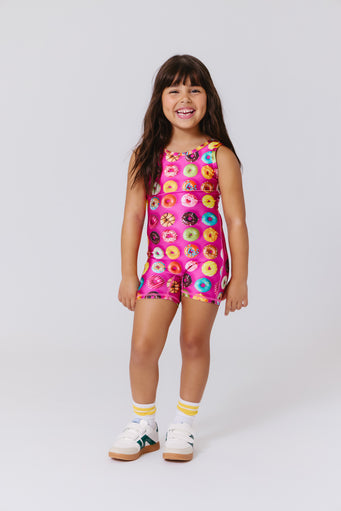 Girls Leotard in Donuts on Pink