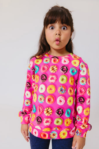 Girls Crew in Donuts on Pink