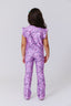 Girls Hi-Shine Flare Legging in Purple Bows
