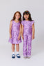 Girls Hi-Shine Flare Legging in Purple Bows