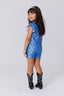Girls Hi-Shine Ruffle Crop Top in Star Denim