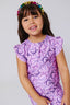 Girls Hi-Shine Ruffle Crop Top in Purple Bows