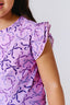 Girls Hi-Shine Ruffle Crop Top in Purple Bows